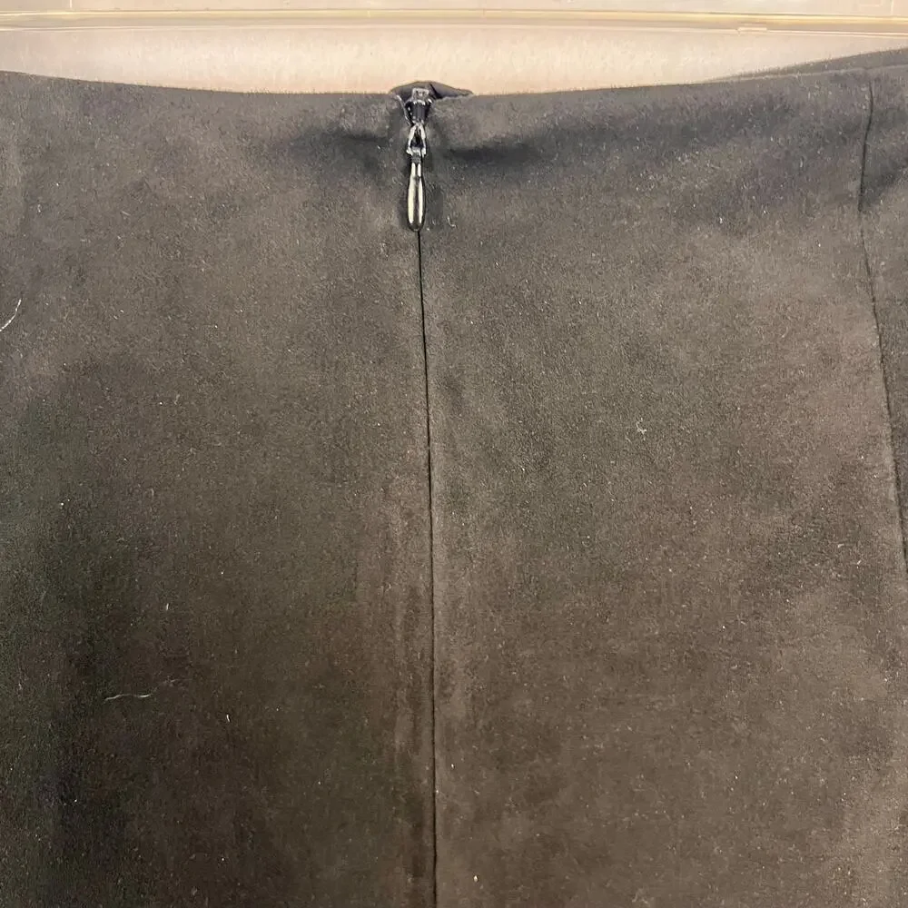 H&M Black Faux Suede Sailor Button Mini Skirt Size 10 EUC